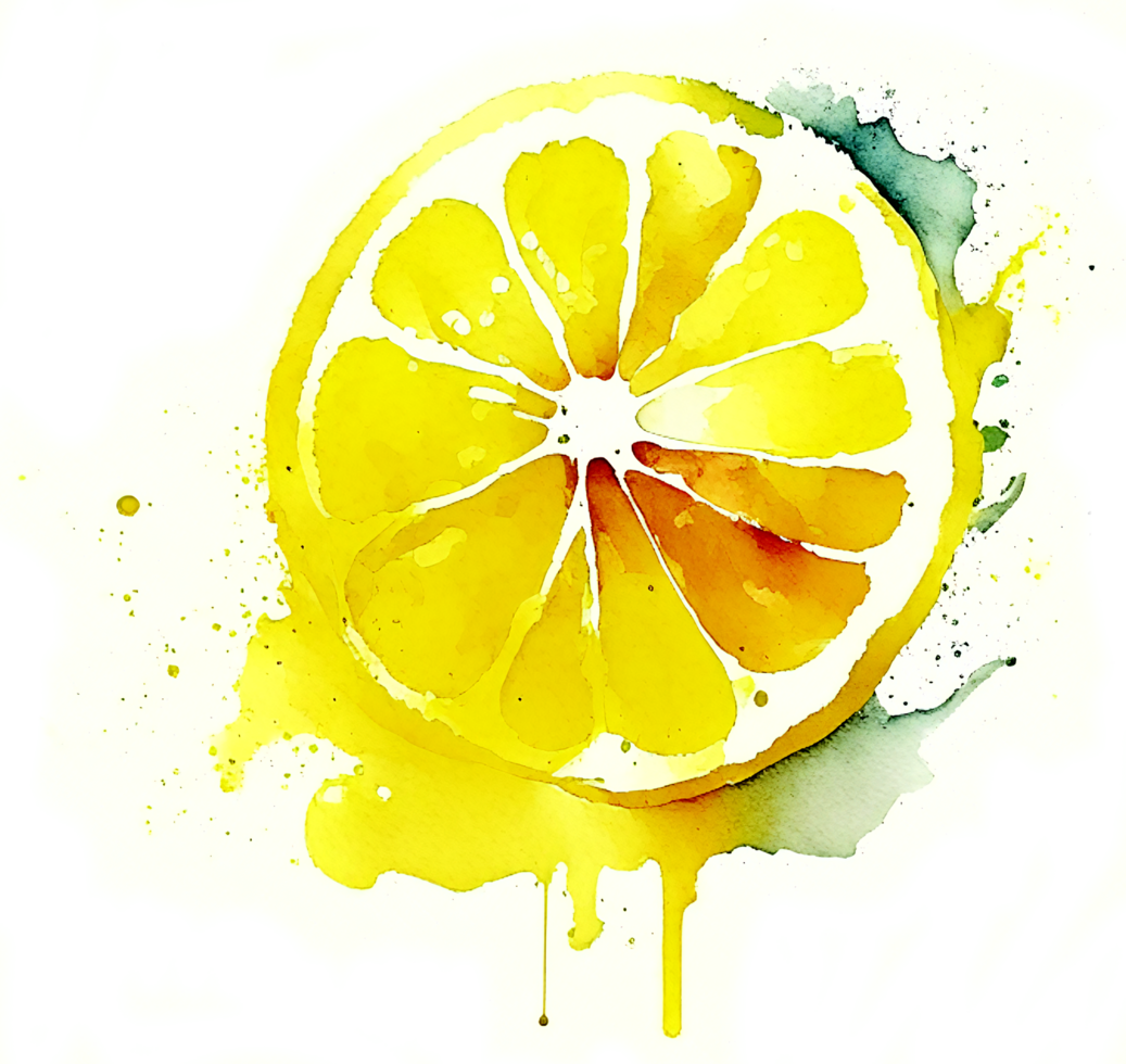 une Frais fruité citron aquarelle éclaboussure ai génératif png
