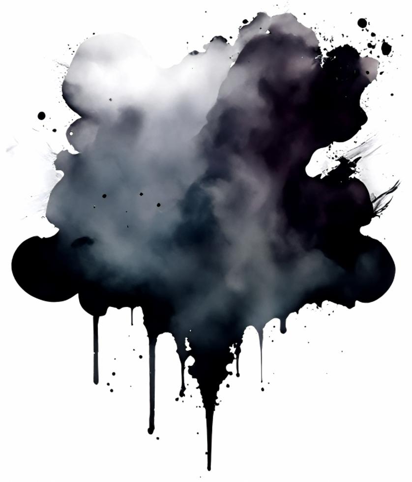 Black Transparent Ink Splash AI Generative png