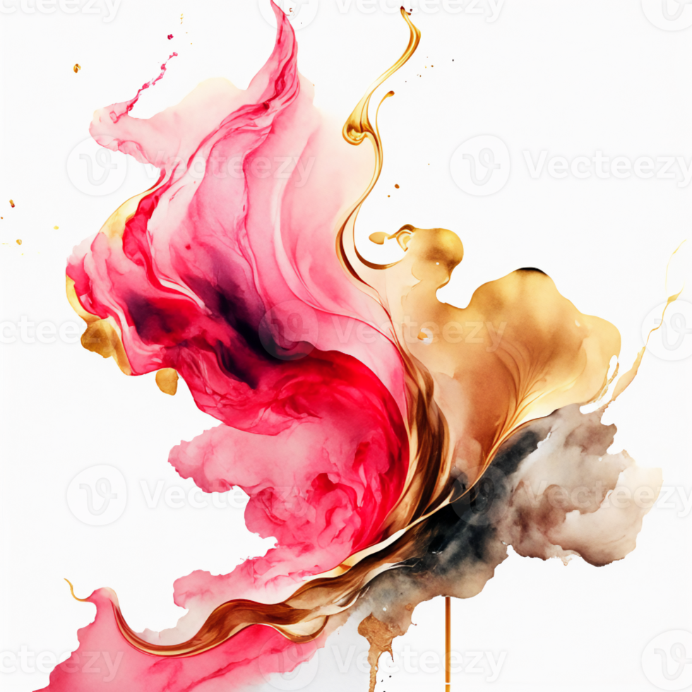 Abstract Gold and Red Marbled  AI GenerativeSplash png
