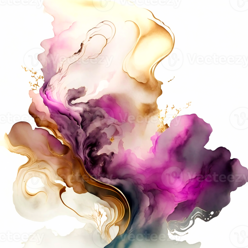 Abstract Gold Pink Marbled Splash AI Generative png