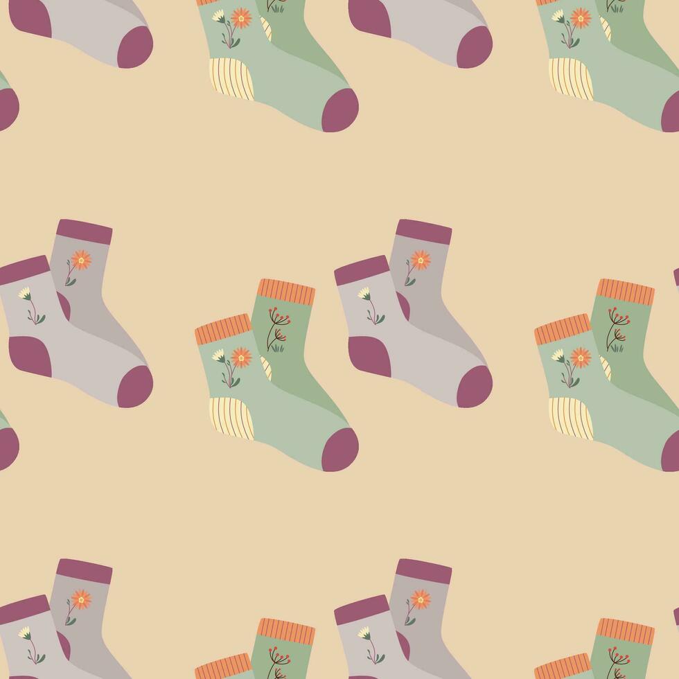 Pattern with sock. Hello autumn. Elements on the autumn theme. vector