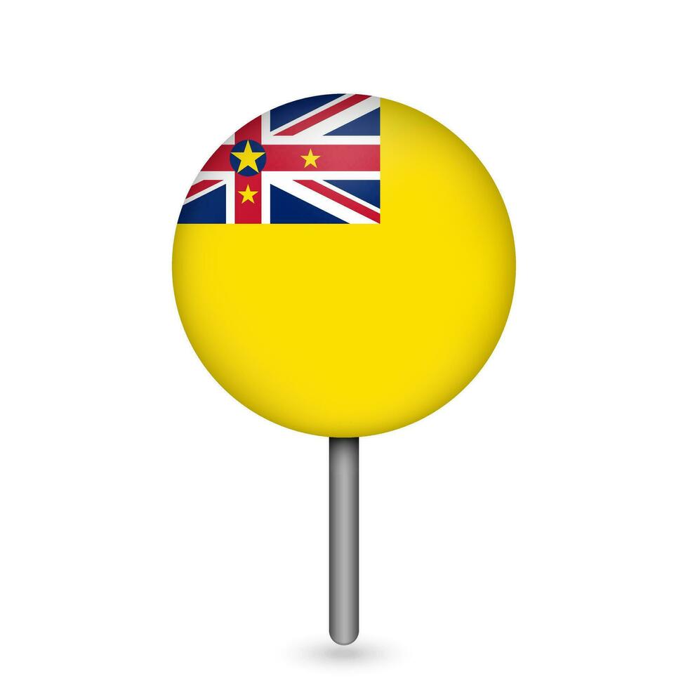 Map pointer with country Niue. Niue flag. Vector illustration.