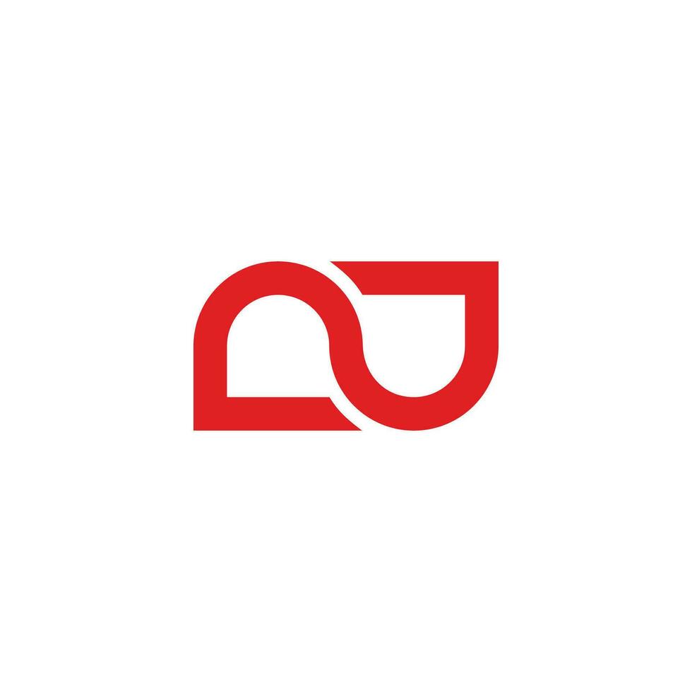 letter nj red curves logo vector