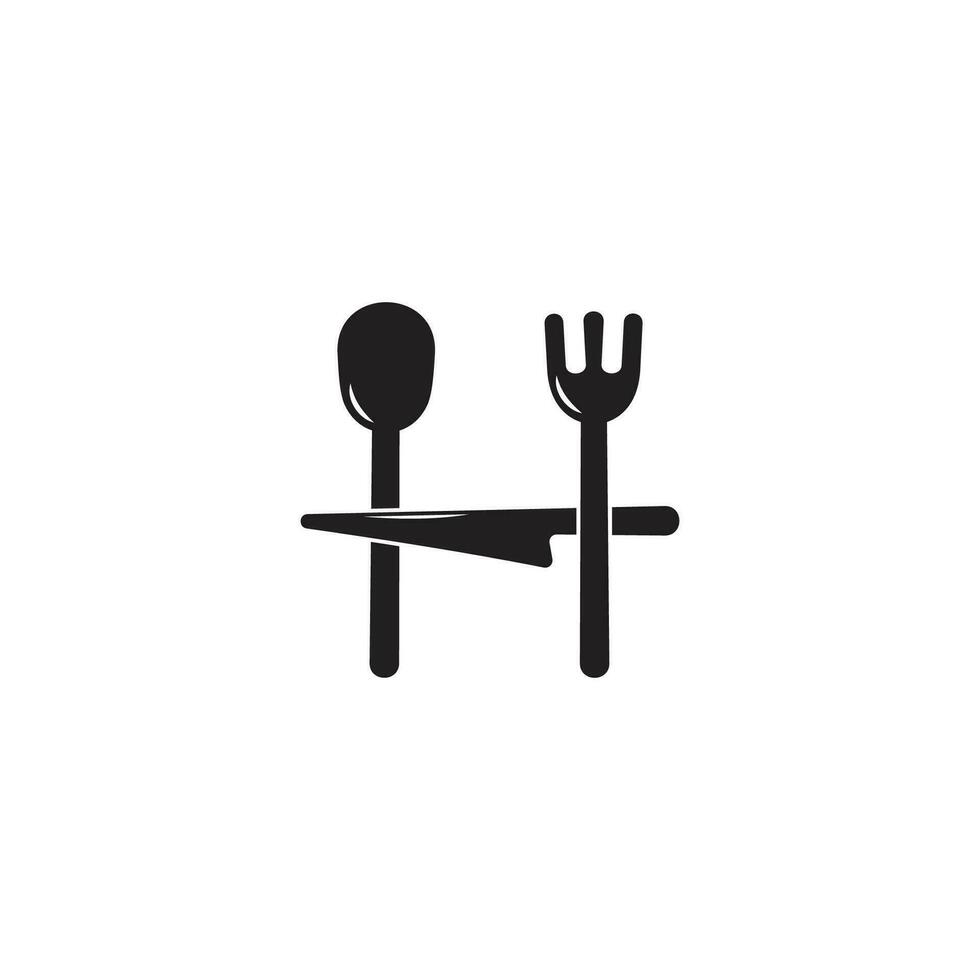 letra h cuchara tenedor cuchillo comida herramientas restaurante logo vector