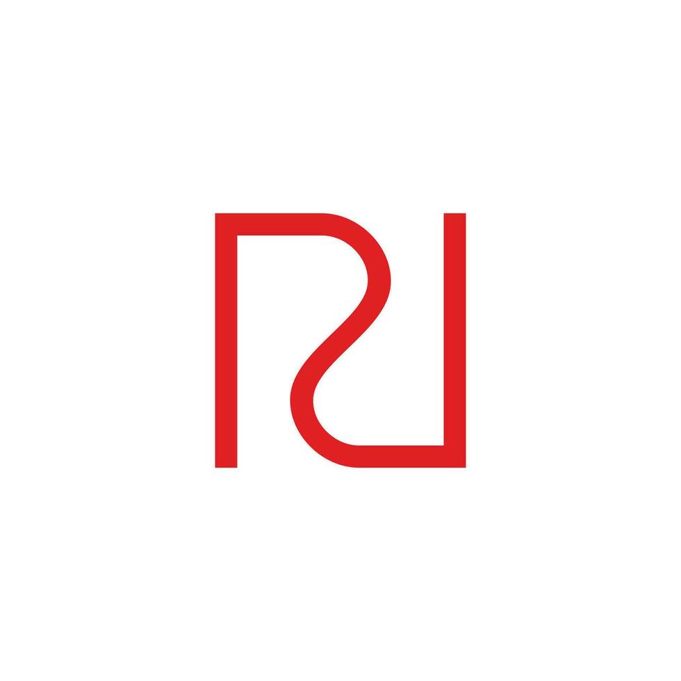 letter rn simple red geometric line curve logo vector