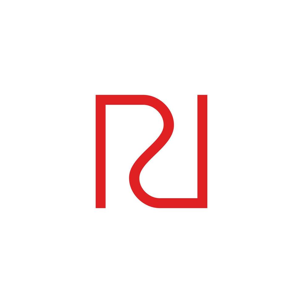 letter rn simple red geometric line curve logo vector
