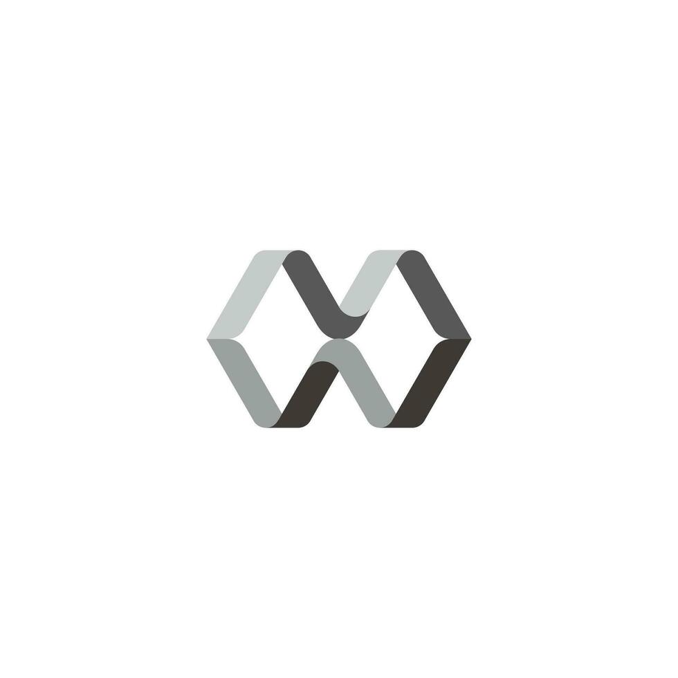 letter mw simple 3d curve ribbon logo vector