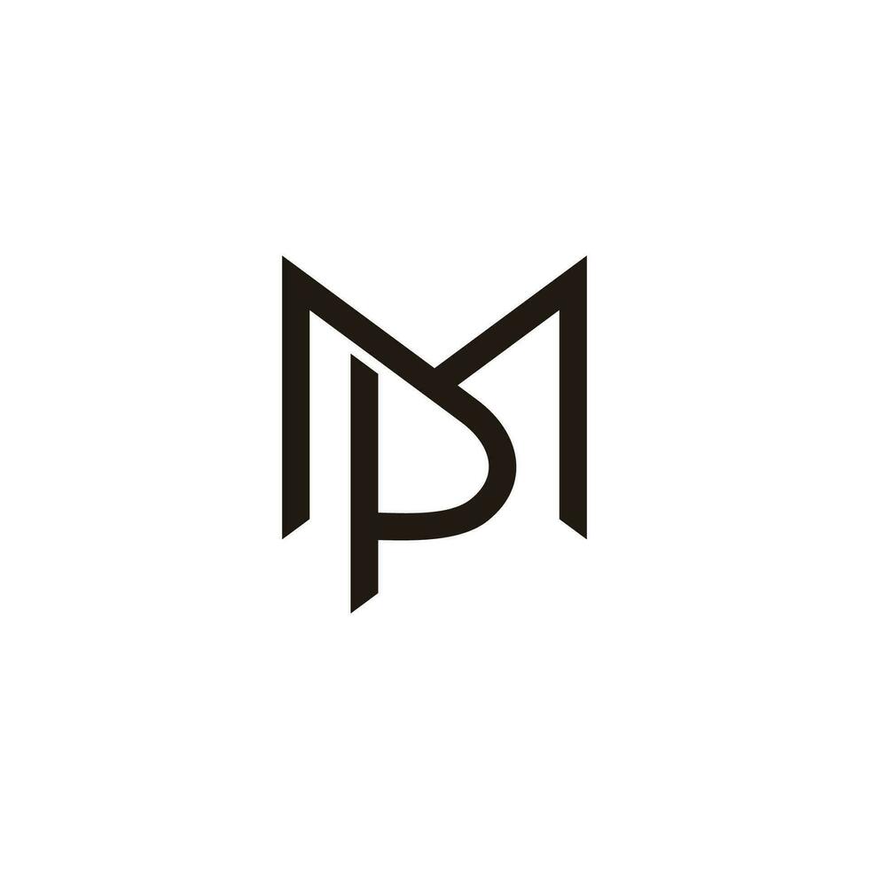 letter mp simple geometric design logo vector