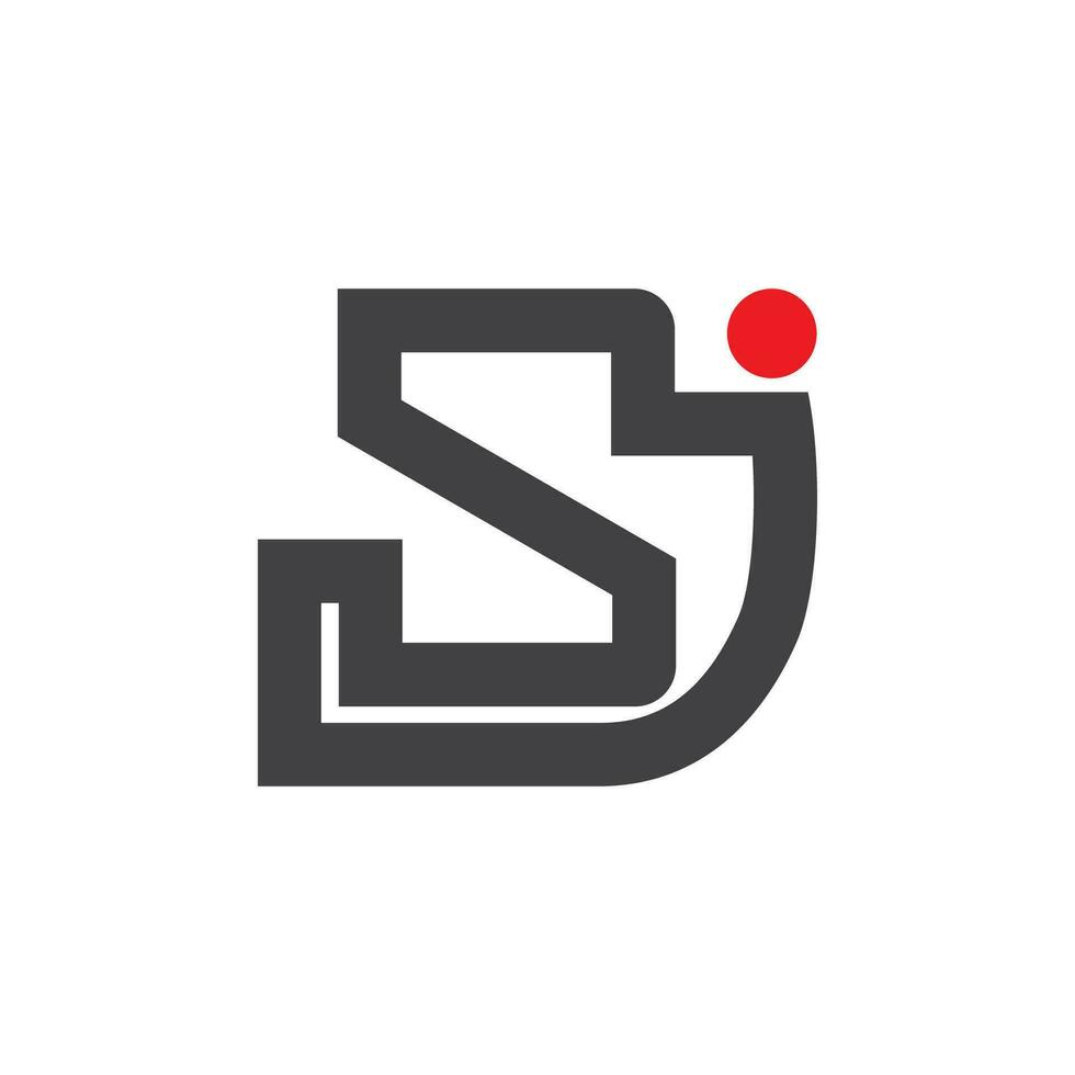 letter sj simple geometric line logo vector