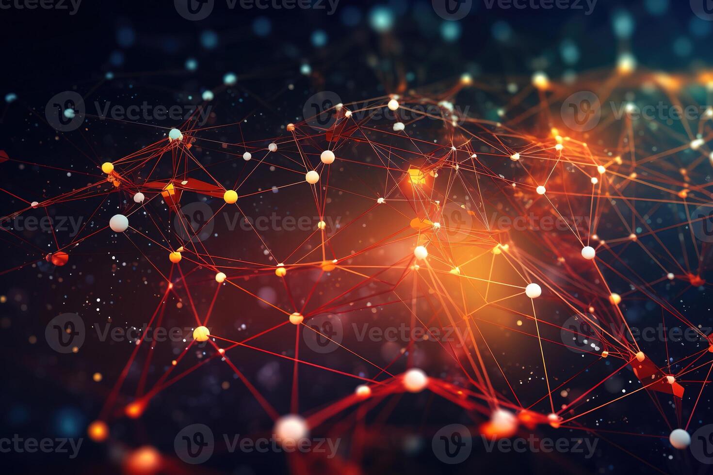 Artificial intelligence futuristic technology network structure background. AI background with dots and lines. Big data, 3d rendering. photo