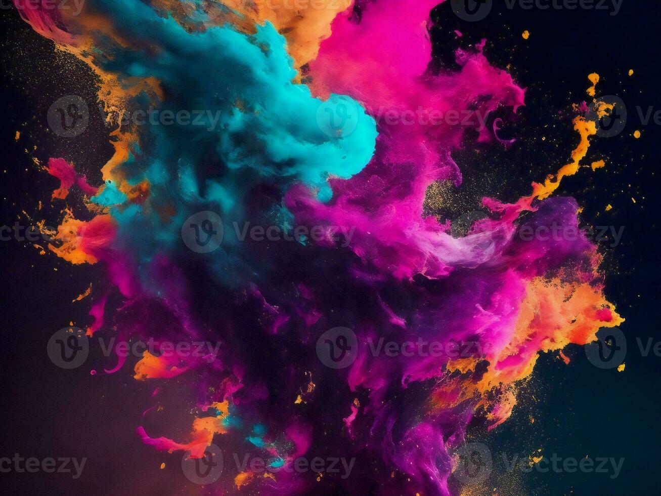 colorful powder being thrown into the air ai generated photo