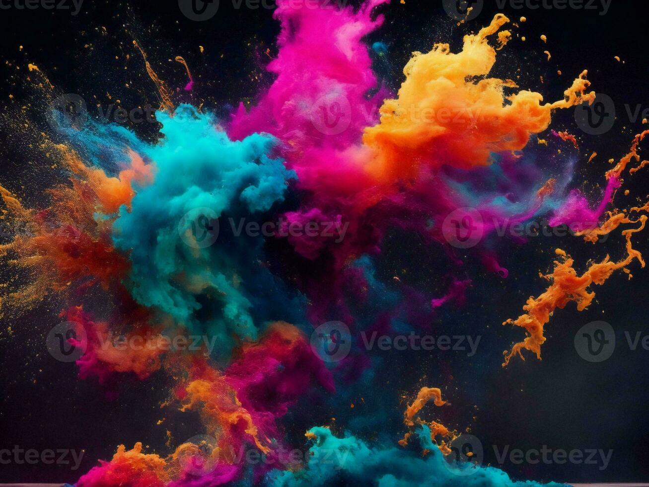 colorful powder being thrown into the air ai generated photo