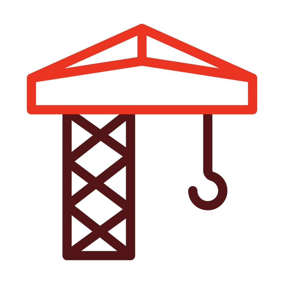 Tower Crane Glyph Two Color Icon For Personal And Commercial Use. vector