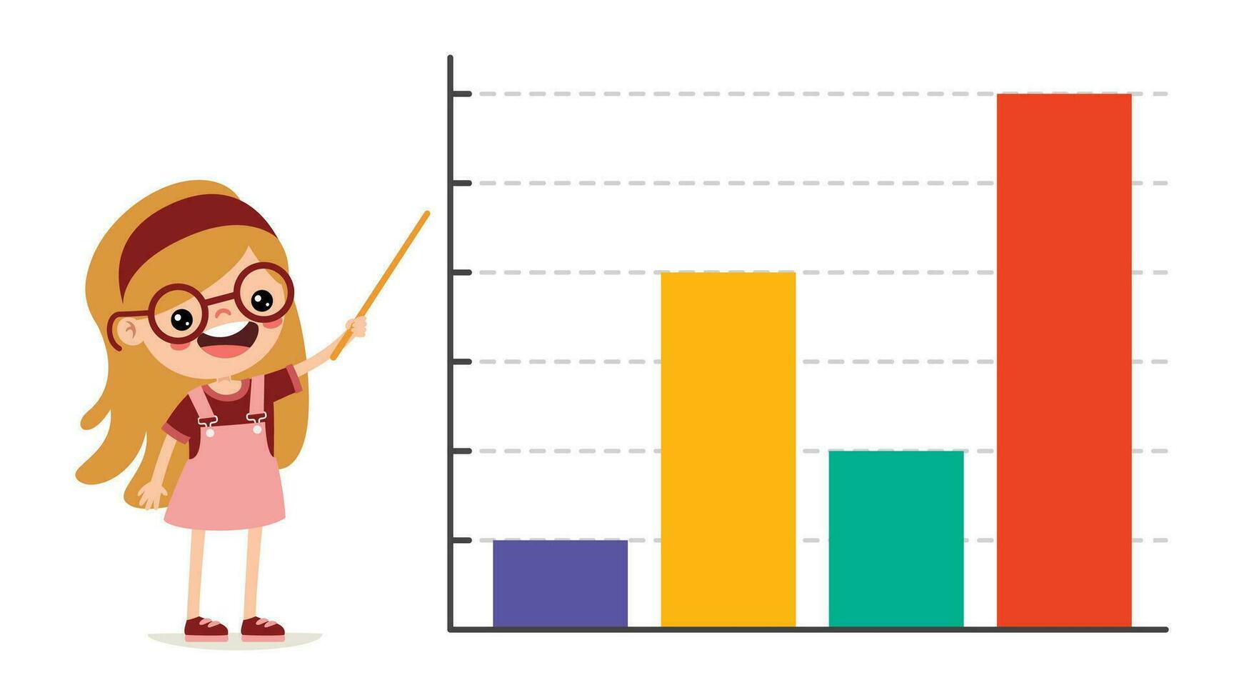 Cartoon Kid Showing Bar Graph vector