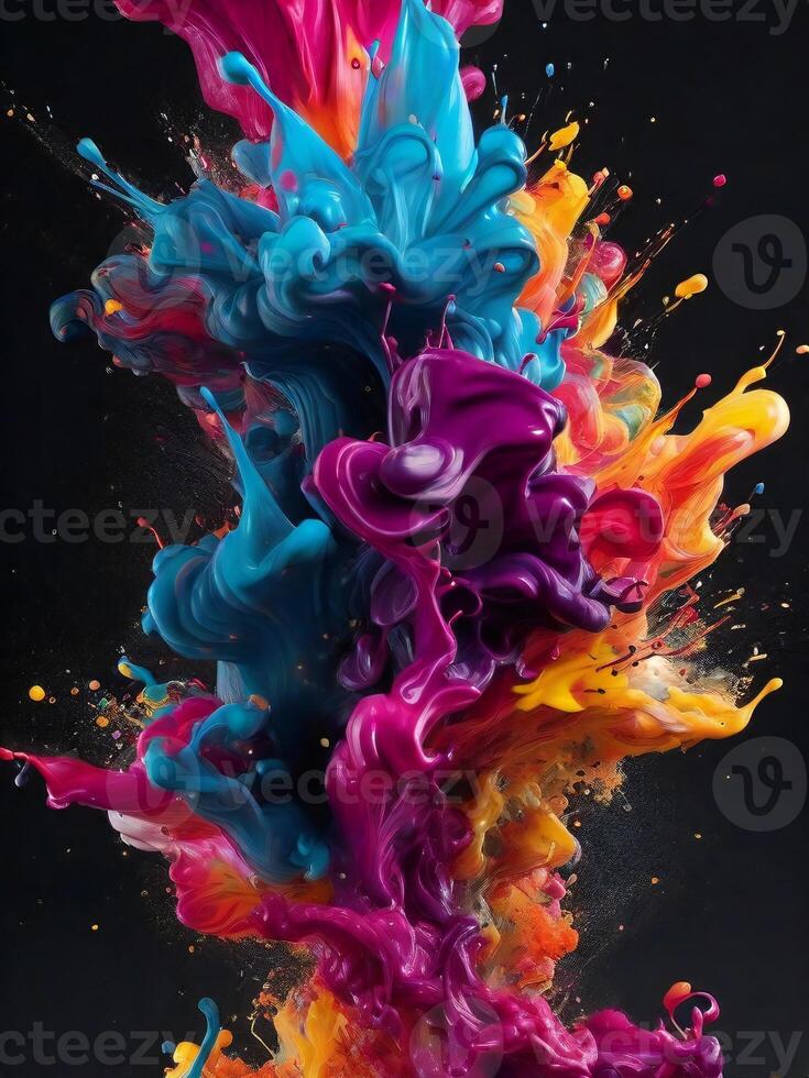 colorful powder being thrown into the air ai generated photo