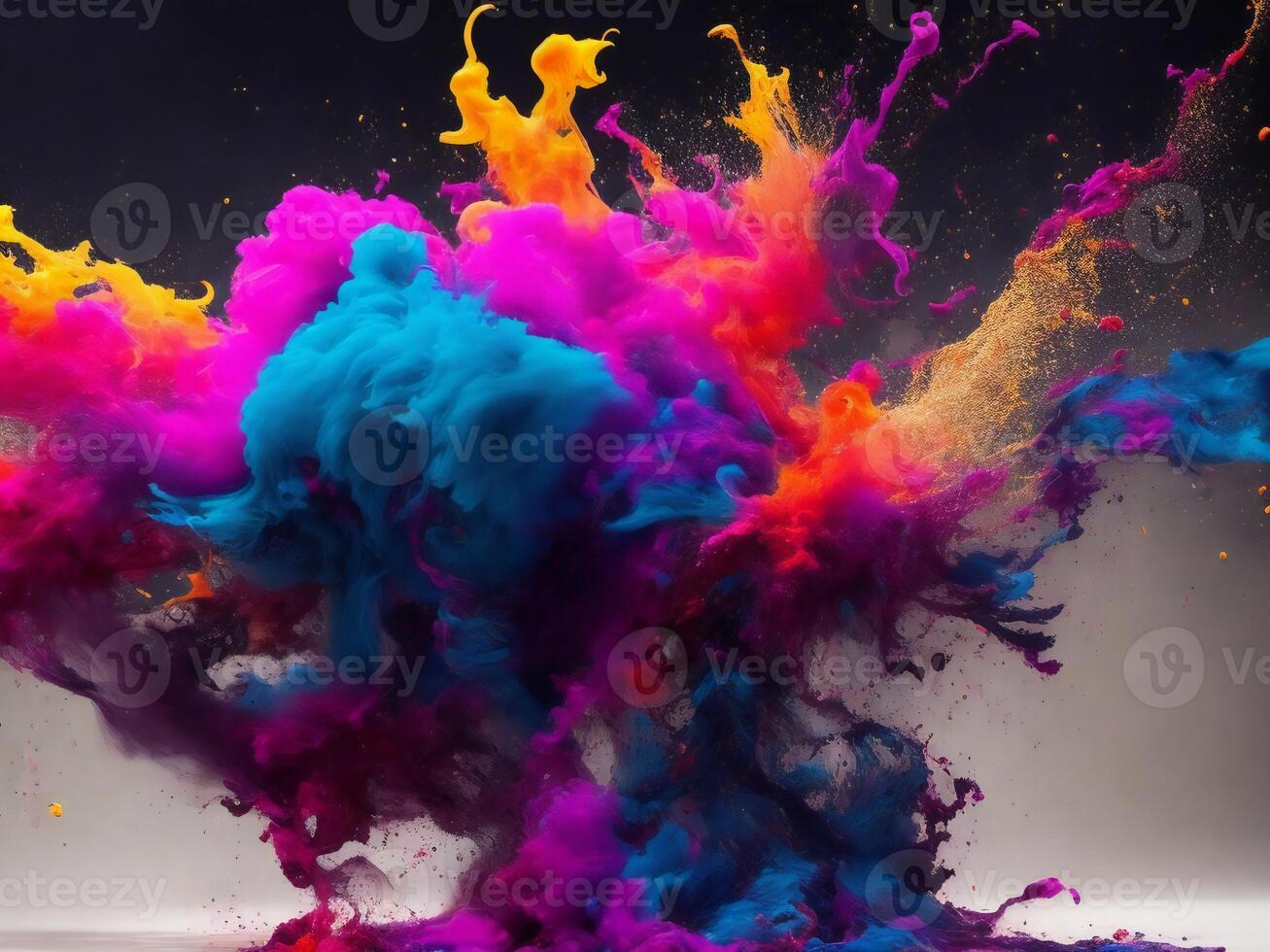 colorful powder being thrown into the air ai generated photo