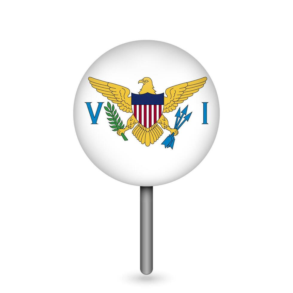 Map pointer with country Virgin Islands. Virgin Islands flag. Vector illustration.
