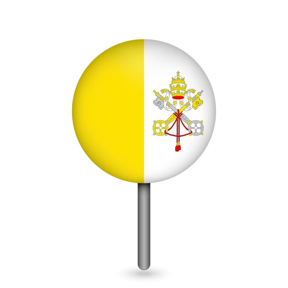 Map pointer with country Vatican City. Vatican City flag. Vector illustration.