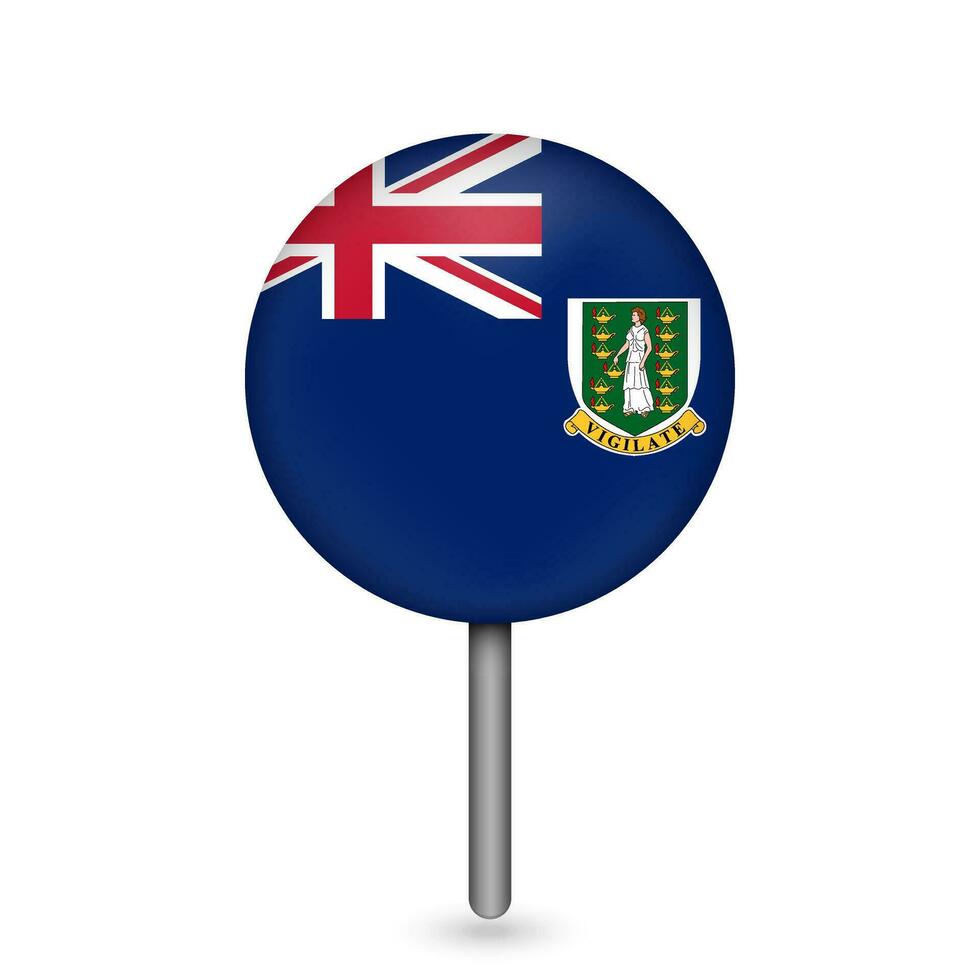 Map pointer with country Virgin Islands. Virgin Islands flag. Vector illustration.