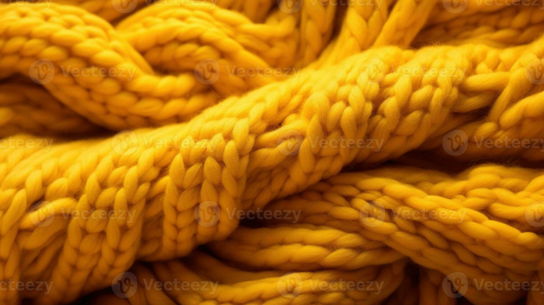 Generative AI, knitted yellow sweater texture closeup, yellow or light orange abstract background, mustard-colored backdrop photo