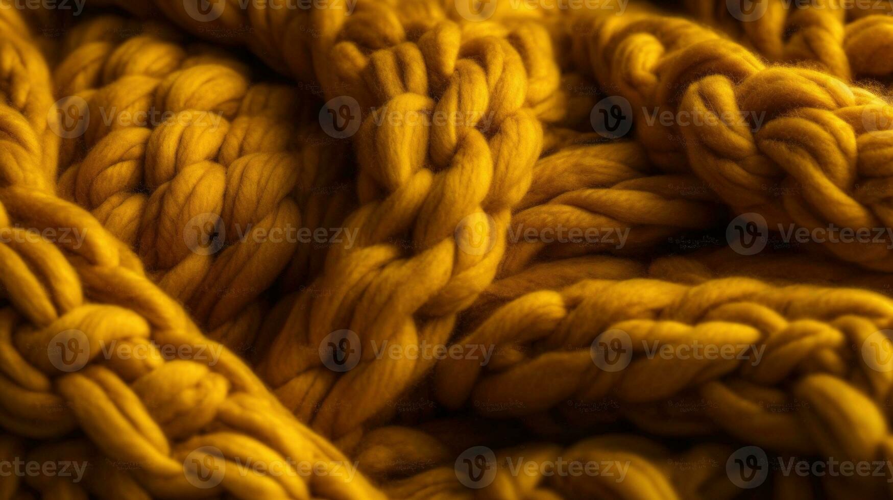Generative AI, knitted yellow sweater texture closeup, yellow or light orange abstract background, mustard-colored backdrop photo