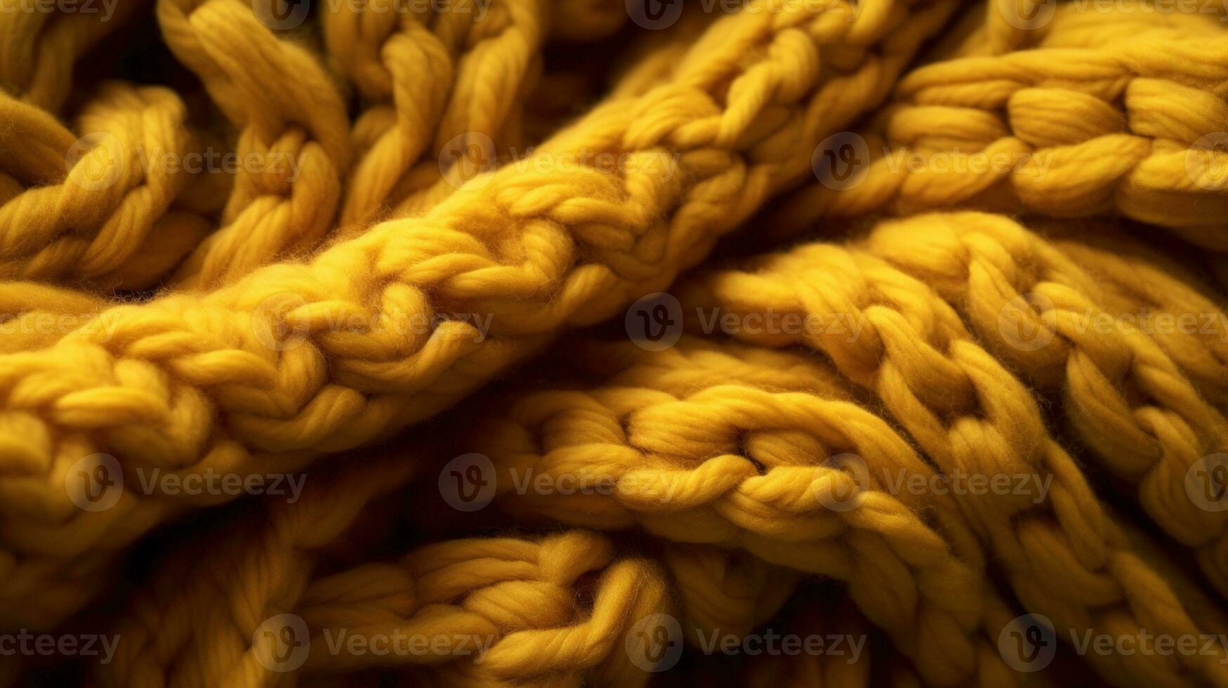 Generative AI, knitted yellow sweater texture closeup, yellow or light orange abstract background, mustard-colored backdrop photo