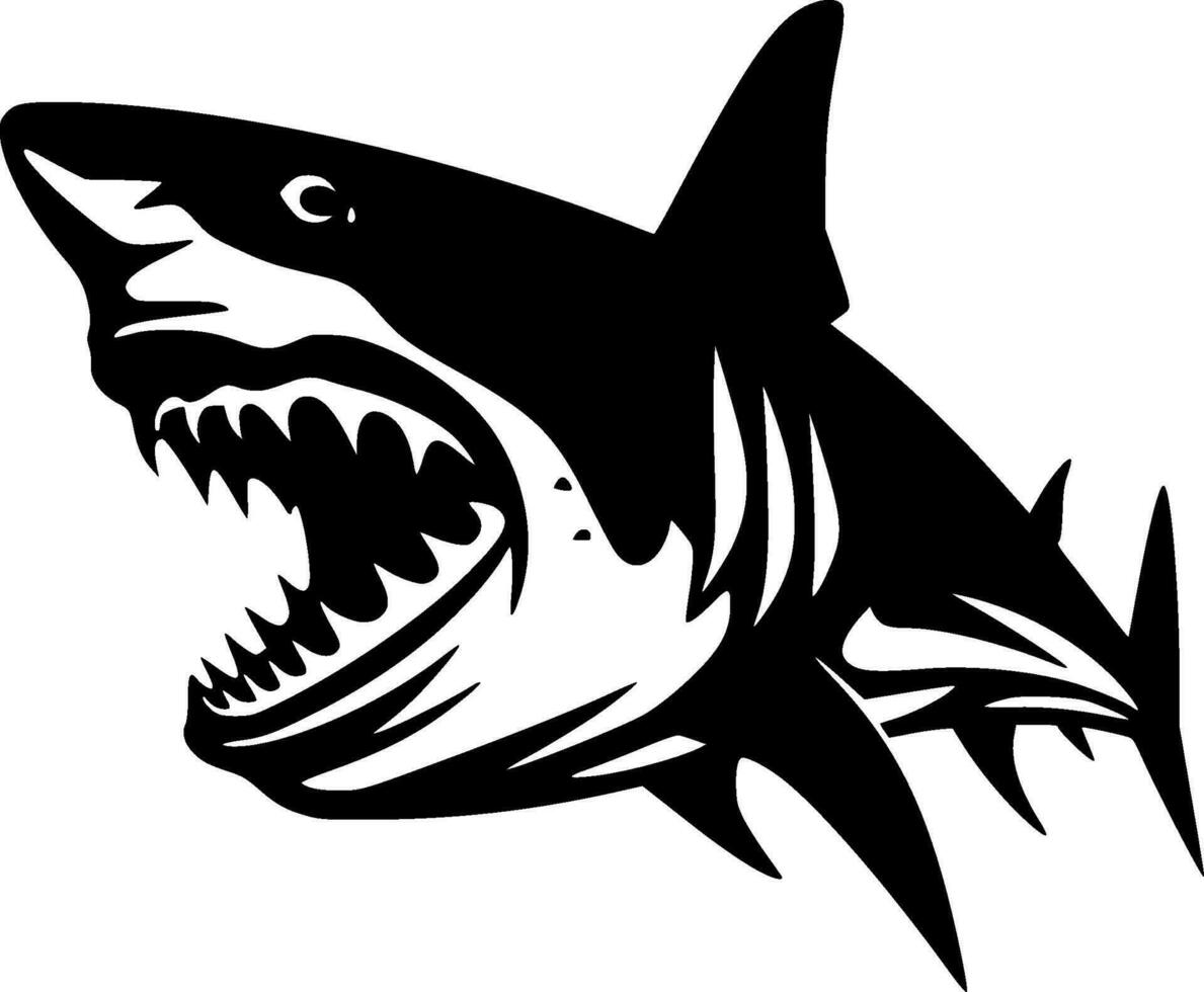 Shark, Black and White Vector illustration