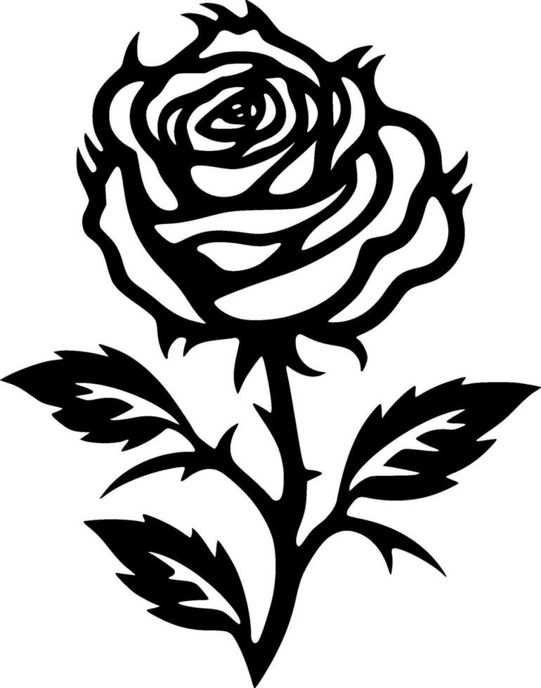 Rose - Black and White Isolated Icon - Vector illustration
