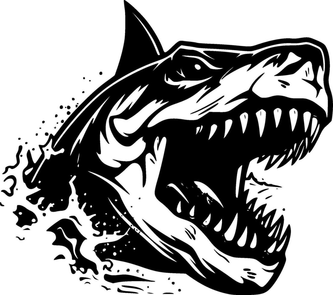 Shark, Black and White Vector illustration