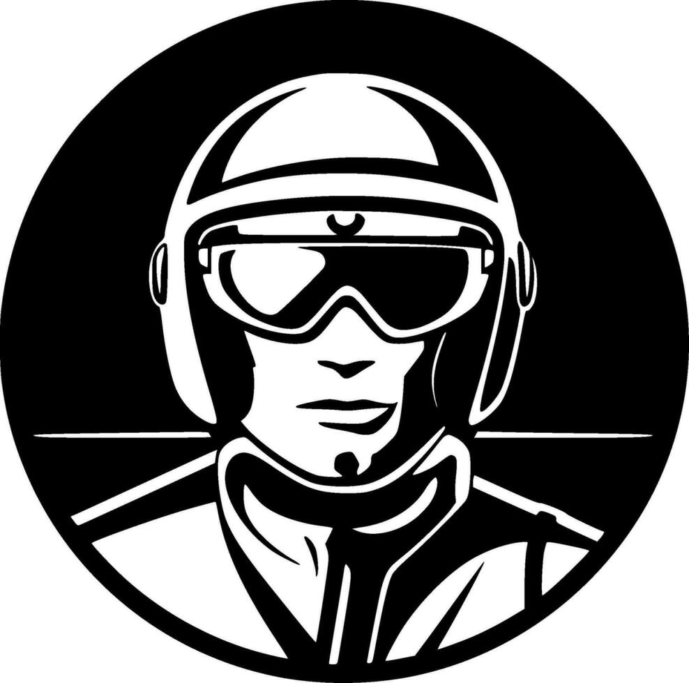 Racing, Black and White Vector illustration