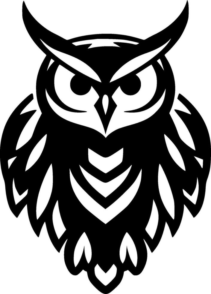 Owl, Black and White Vector illustration