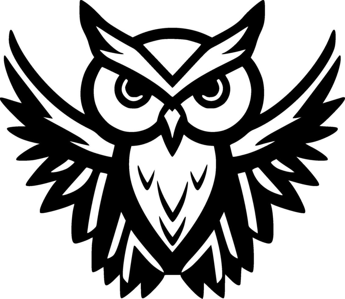 Owl, Black and White Vector illustration