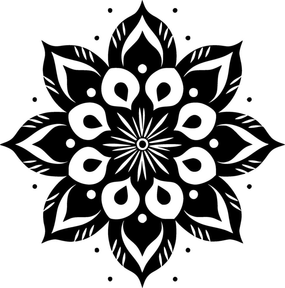 Mandala, Black and White Vector illustration