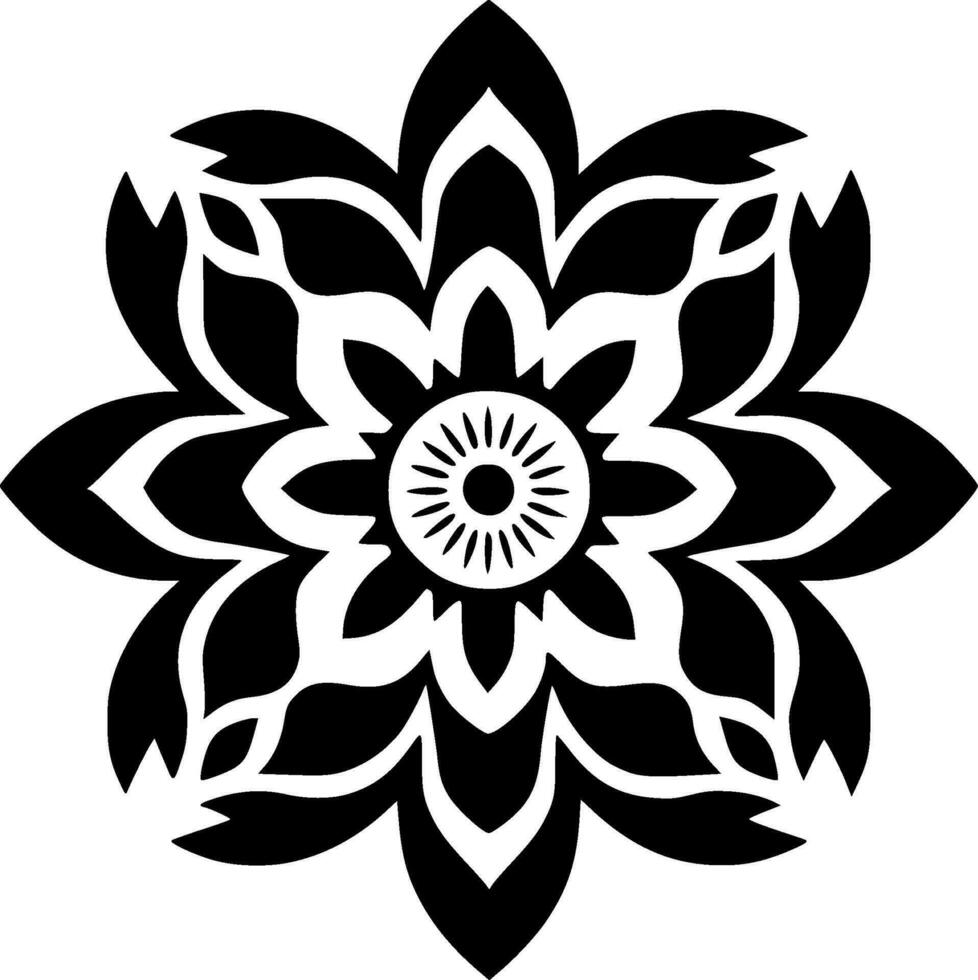 Mandala, Black and White Vector illustration