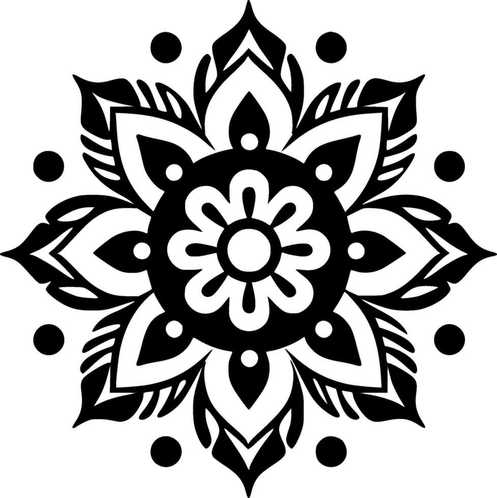 Mandala - Black and White Isolated Icon - Vector illustration