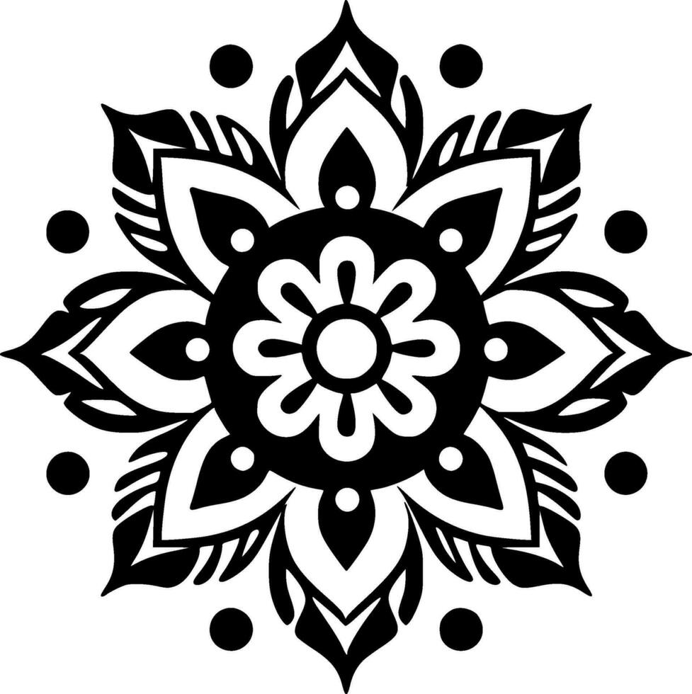 Mandala - Black and White Isolated Icon - Vector illustration