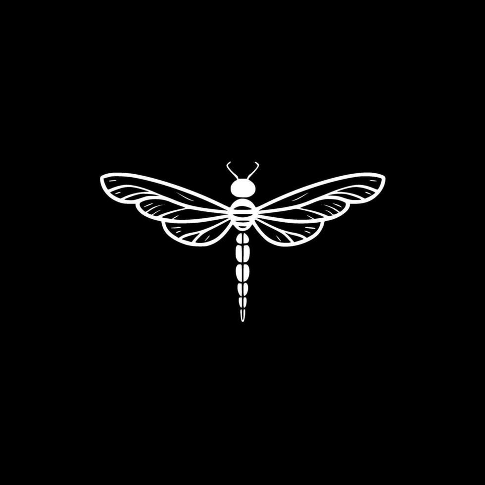 Dragonfly, Black and White Vector illustration