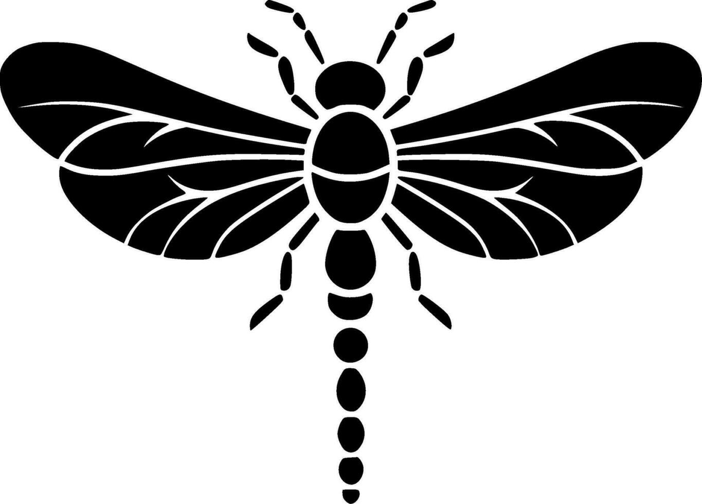 Dragonfly, Black and White Vector illustration