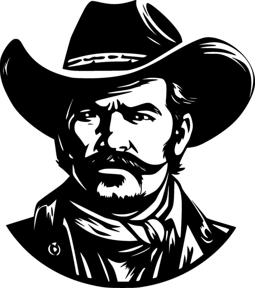 Cowboy - Black and White Isolated Icon - Vector illustration