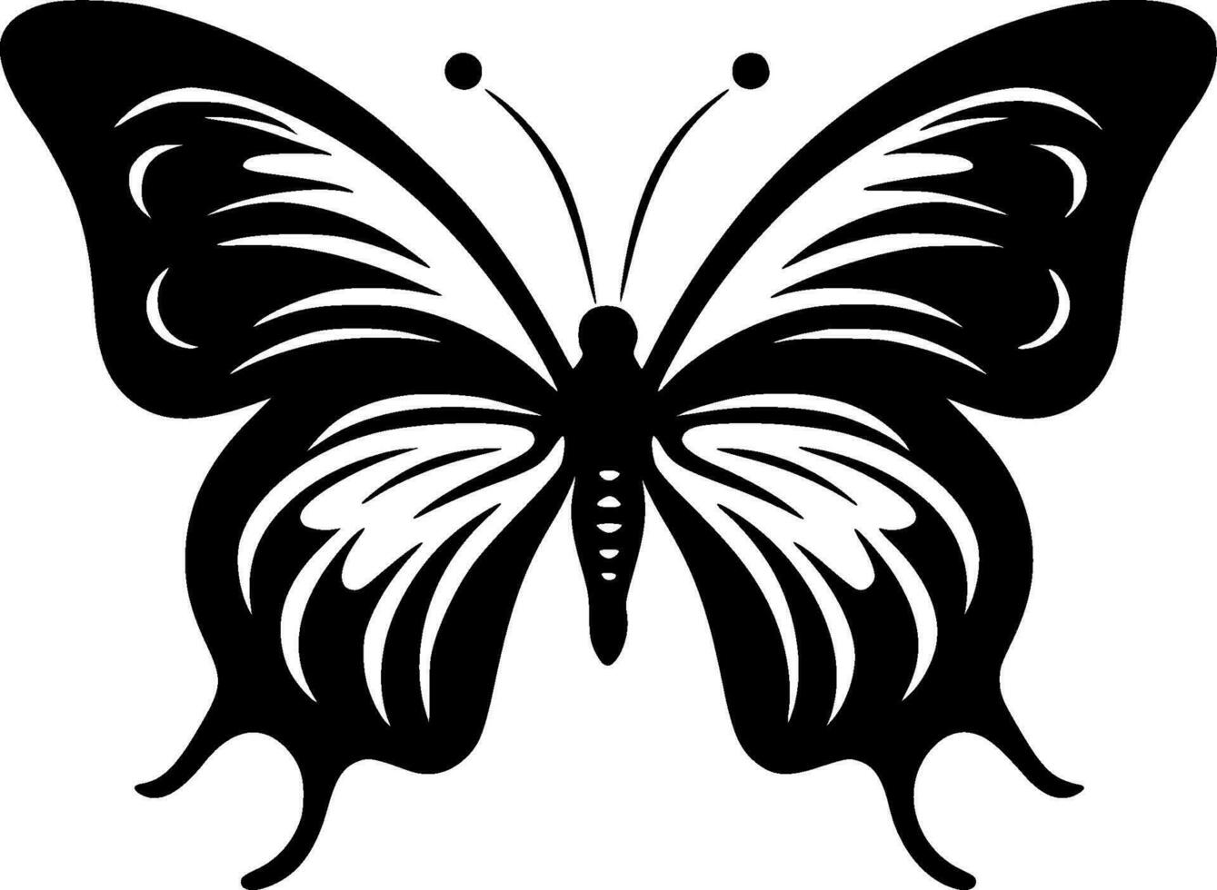 mariposa - negro y blanco aislado icono - vector ilustración