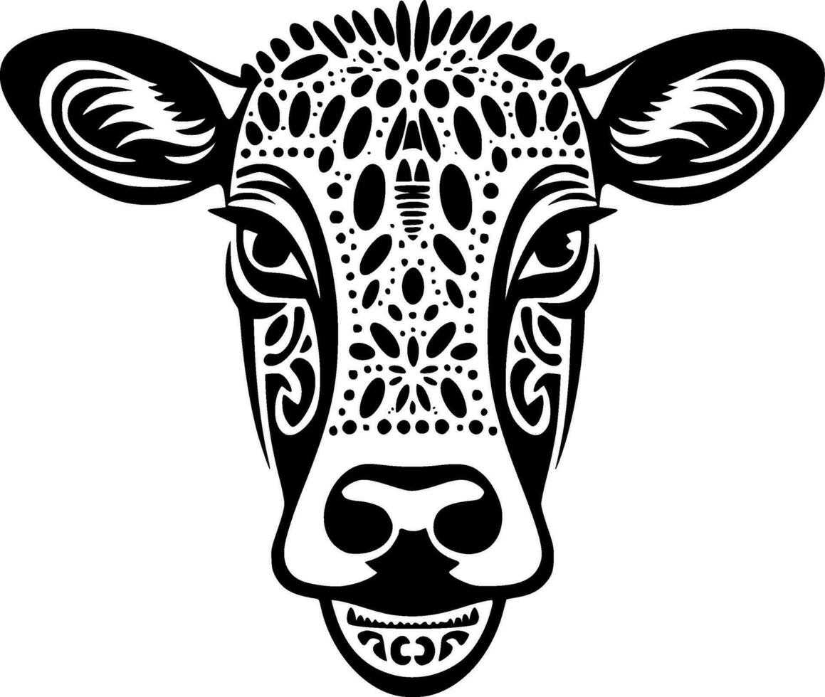 Cow, Black and White Vector illustration