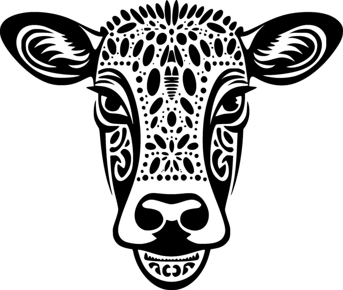 vaca, negro y blanco vector ilustración