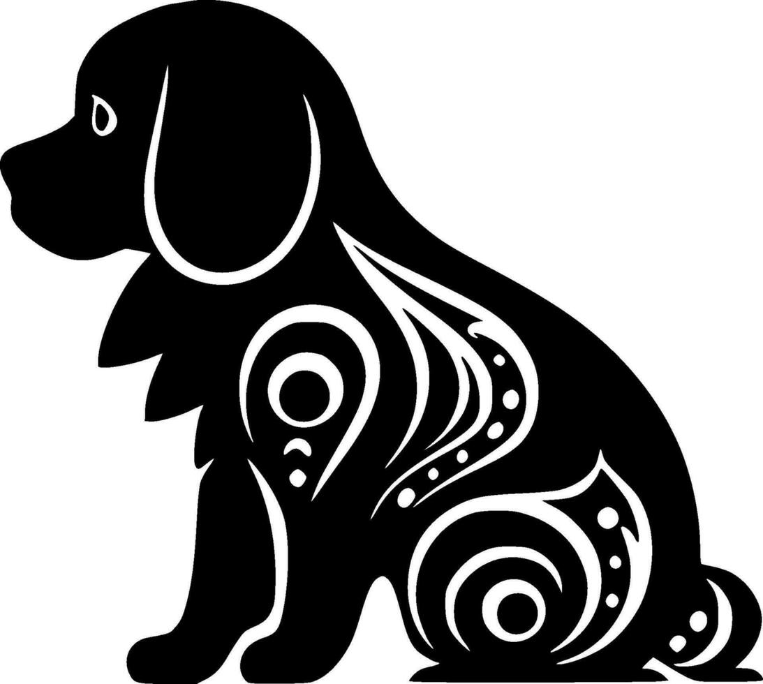 Dog, Black and White Vector illustration