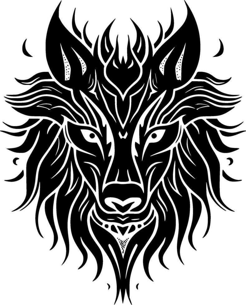 Wolf - Black and White Isolated Icon - Vector illustration