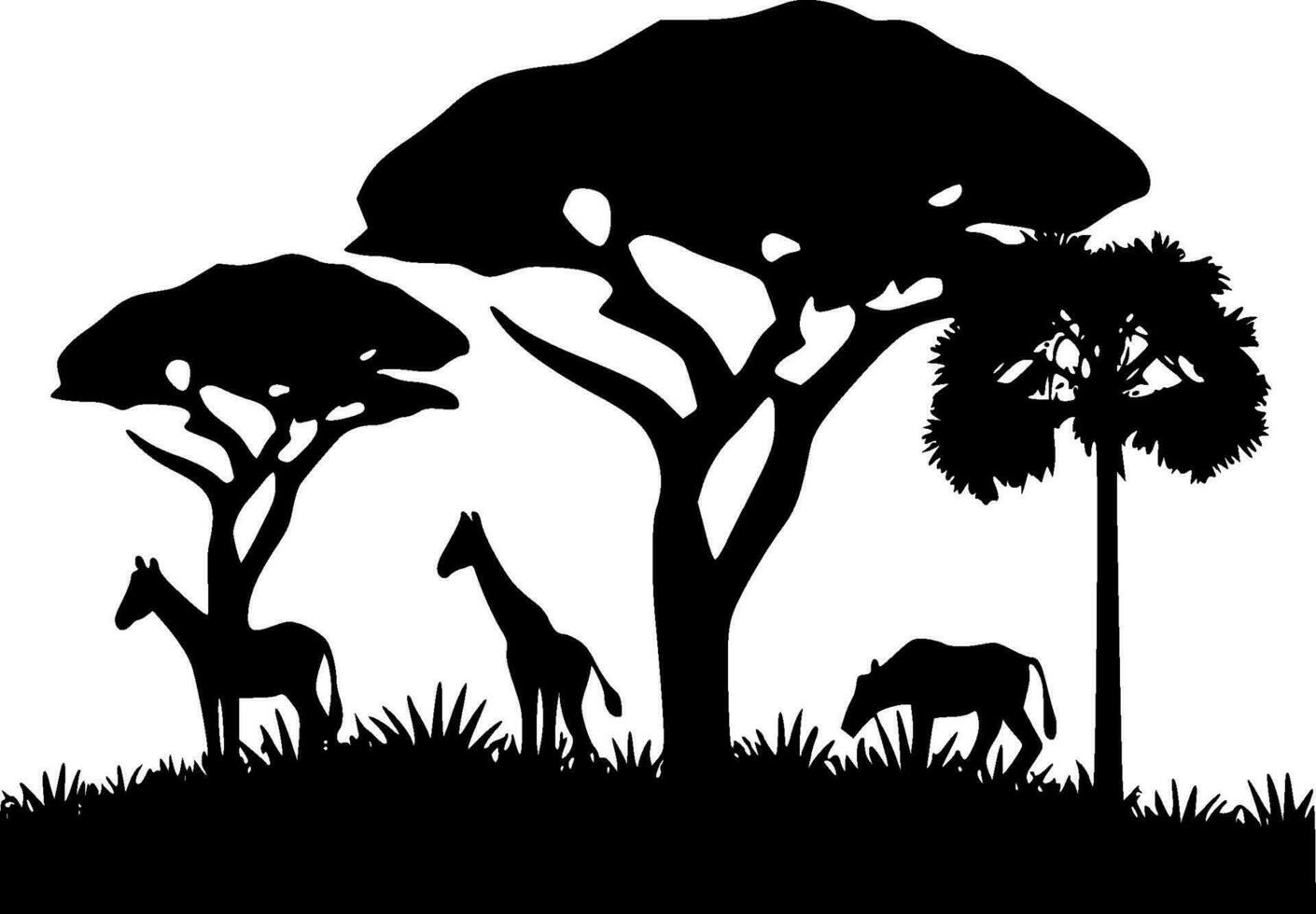 Africa, Black and White Vector illustration