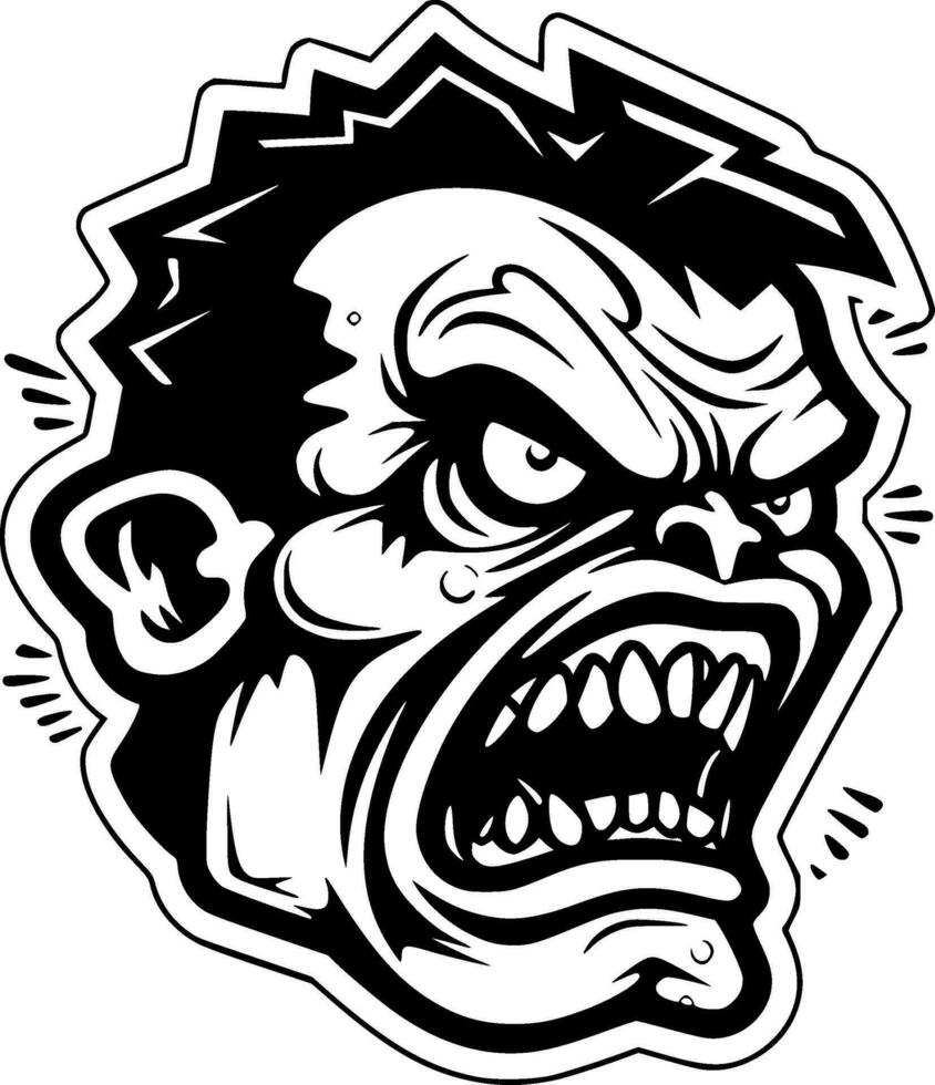 Zombie - Black and White Isolated Icon - Vector illustration