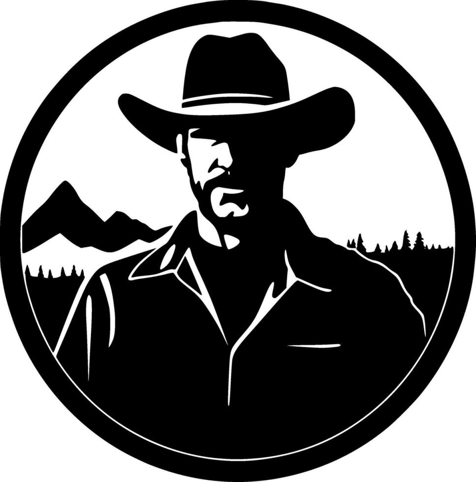 Western, Black and White Vector illustration