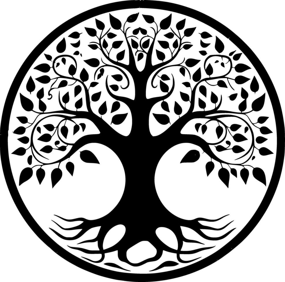 Tree, Black and White Vector illustration
