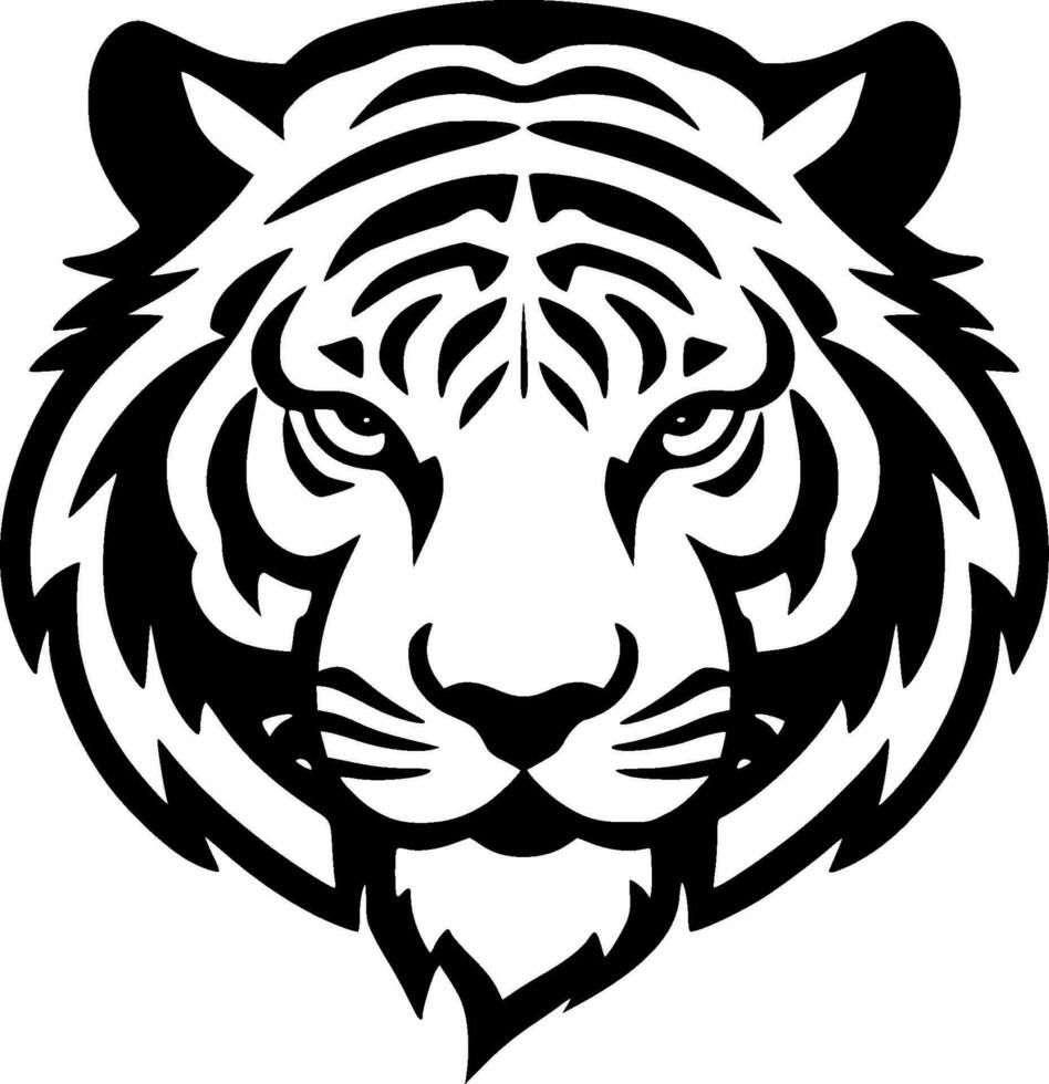 Tiger, Black and White Vector illustration