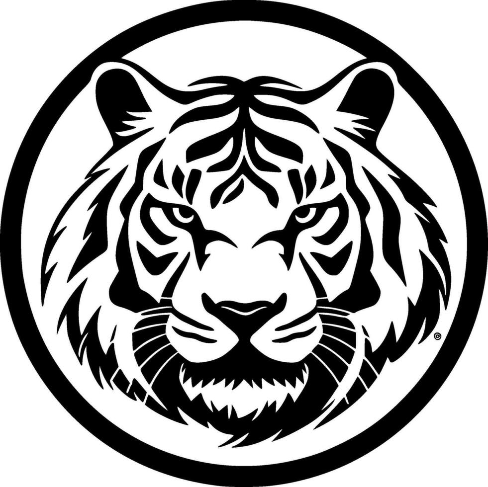 Tiger - Black and White Isolated Icon - Vector illustration